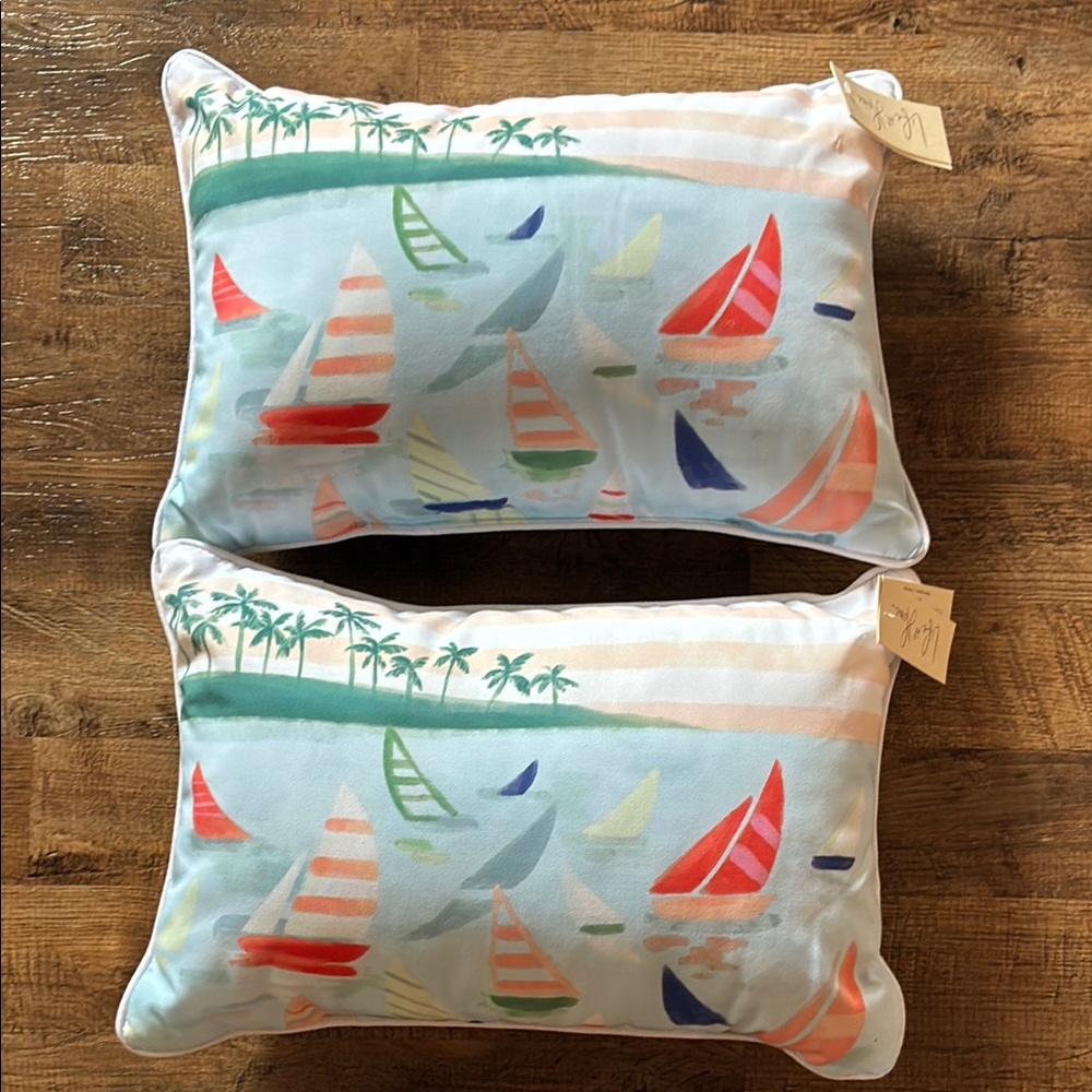 Colorful Sailboat Decorative Pillows - Water Repellent